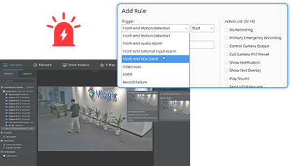 Smart event comnfiguration of Milesight VMS Enterprise