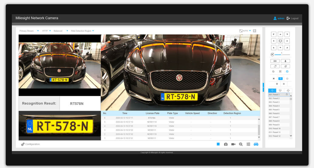 Milesight LPR Cameras setting Interface