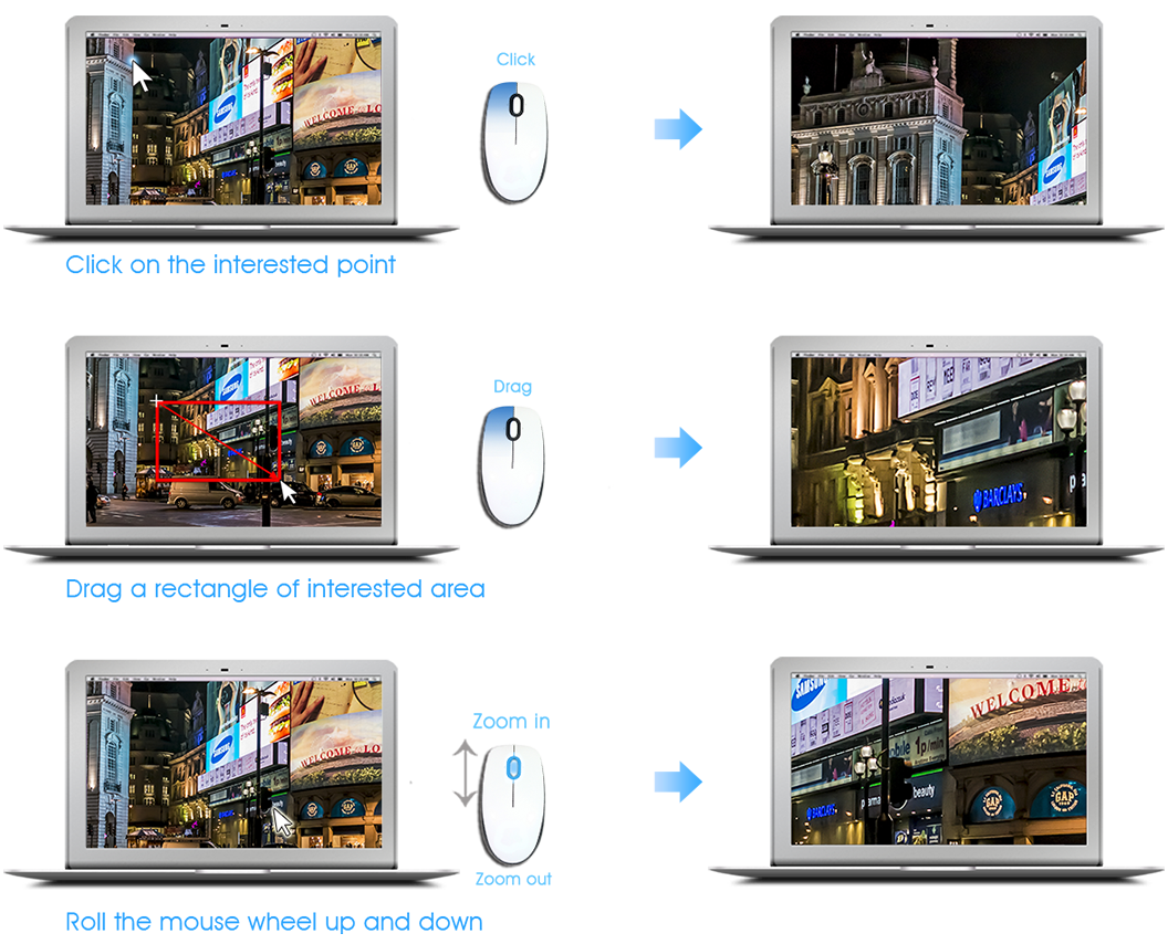 Show how Milesight H.265 Mini (PoE) PTZ Bullet Network Camera's 3D Positioning function works via the use of a mouse